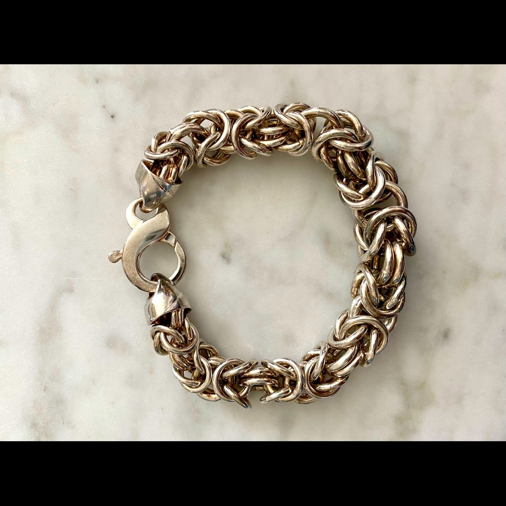 Sterling silver, Byzentine style,  1/2 inch thick bracelet 71/2 in